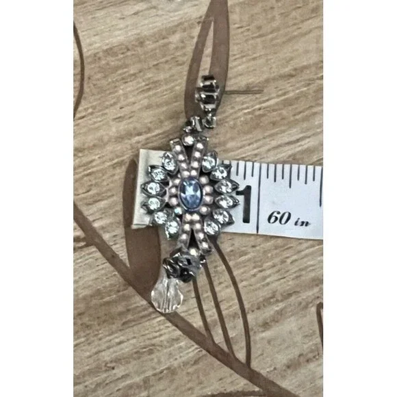 Vtg Joan Rivers Classics Collection Rhinestone Dangle Drop Pierced Earrings - Picture 8 of 9